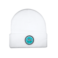 White Knit Beanie w/ Green & Teal Circle Logo - Black Girl Golf