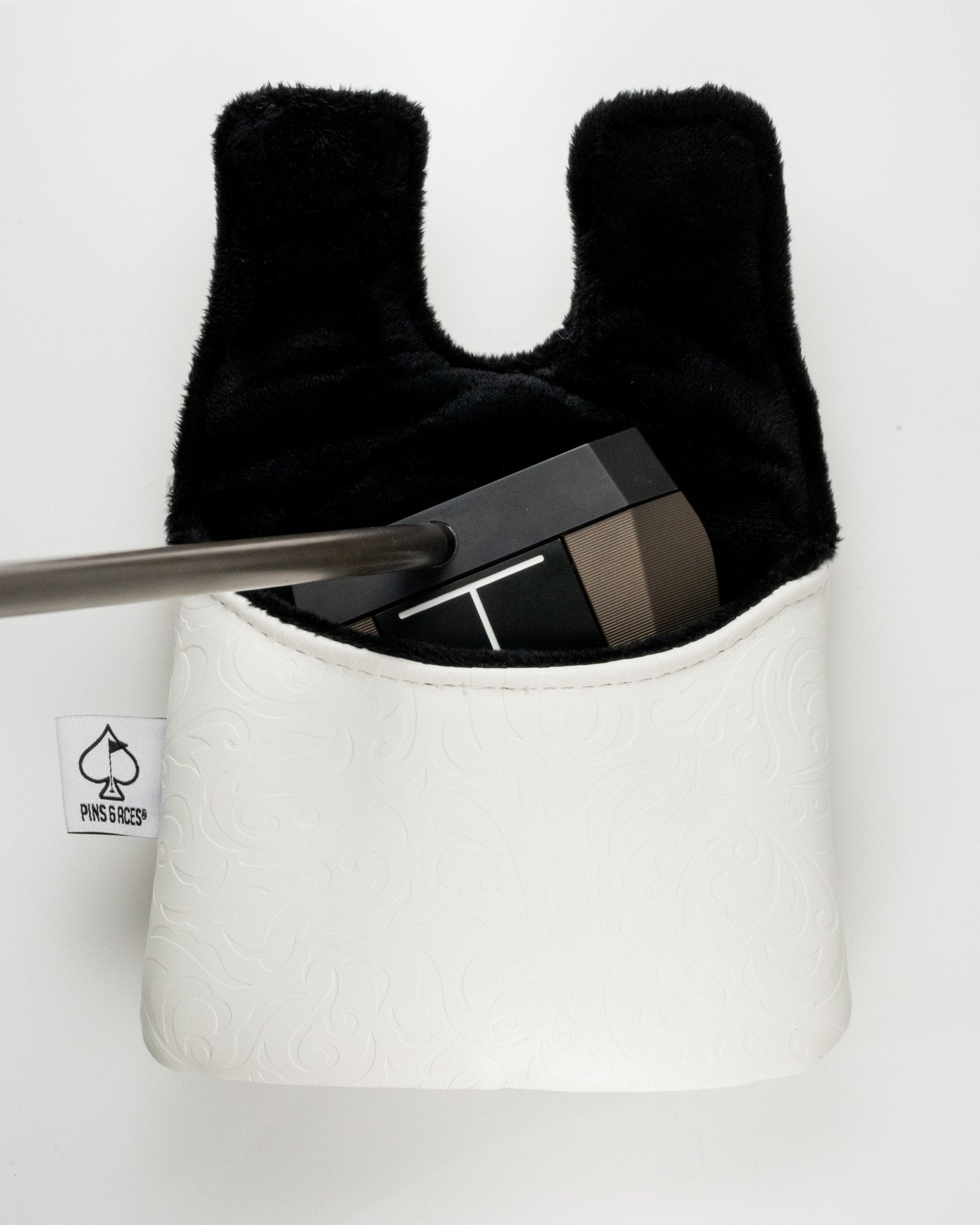 White Out Ace of Spades - Center Shaft Mallet Putter Cover - Black Girl Golf