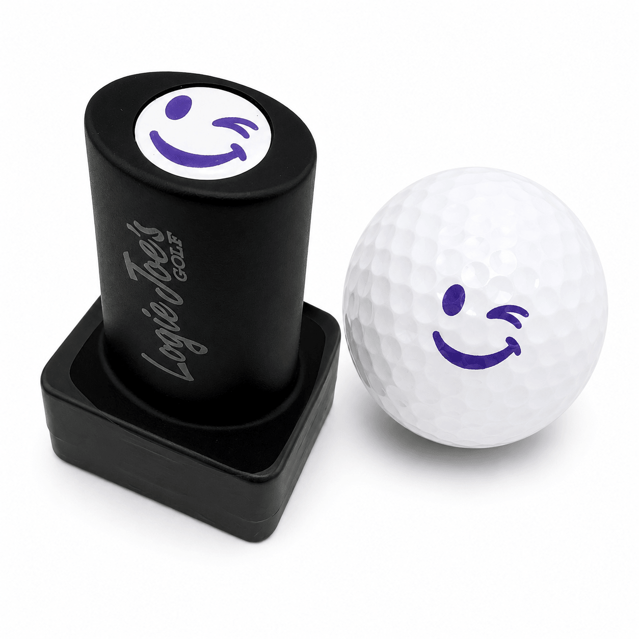 Winky Face Golf Ball Stamp | Quick - Dry Ink Stamper | Easy Ball Identification | Fun Golf Gift - Black Girl Golf