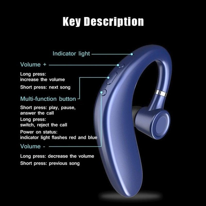 Wireless Blue Earhook Bluetooth Headphones Business Office Bluetooth 5.0 Over Ear Earphone Stereo Single Earbud With Mic HiFi Headphone Single Ear Headset Super Long Standby Noise Reduction Earpiece Compatible With Smartphones - Black Girl Golf