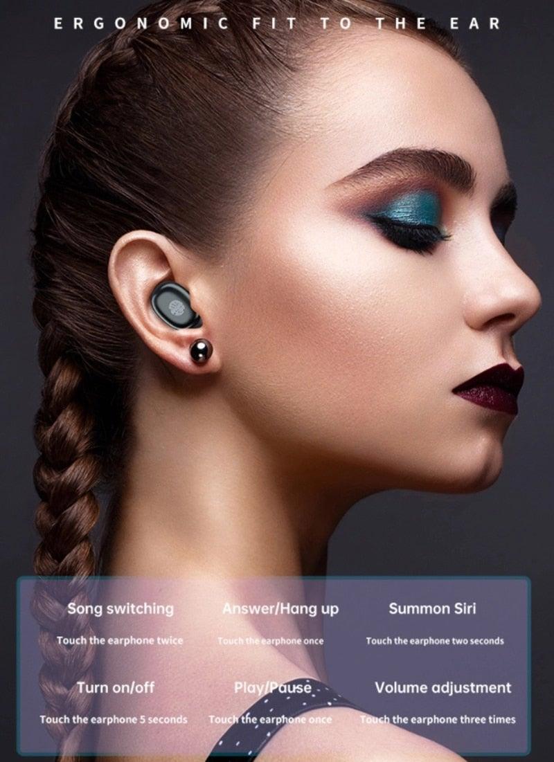 Wireless Bluetooth 5.1 Earphones Wireless Charging Case IPX8 Waterproof Stereo Headphones In Ear Built in Mic Headset Touch Control Earbuds Wireless Earbuds Case With Flashlight Noise Isolating Clear Calls Rich Bass In-Ear Sports Headset - Black Girl Golf