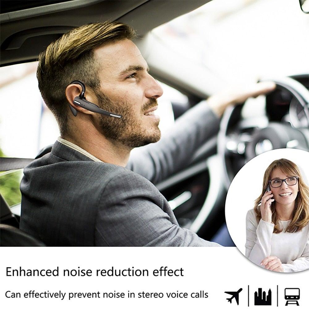 Wireless Bluetooth Business Earphone Noise Isolating Earbuds Wireless Headphones With Chraging Case LED Display Built-in Microphones For Clear Calls Single Over Ear Handsfree Earbud For Driving Charging Case Headphone Microphone Office Headset For Work - Black Girl Golf