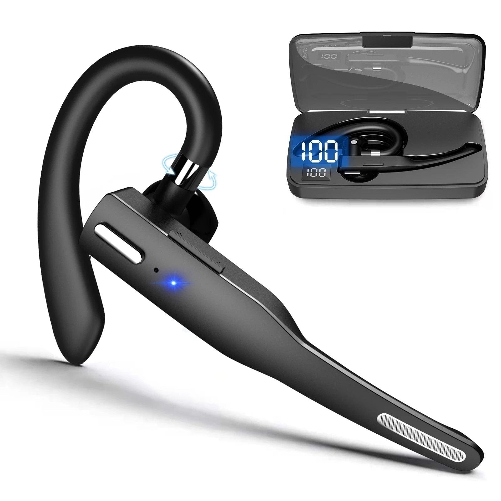 Wireless Bluetooth Business Earphone Noise Isolating Earbuds Wireless Headphones With Chraging Case LED Display Built-in Microphones For Clear Calls Single Over Ear Handsfree Earbud For Driving Charging Case Headphone Microphone Office Headset For Work - Black Girl Golf