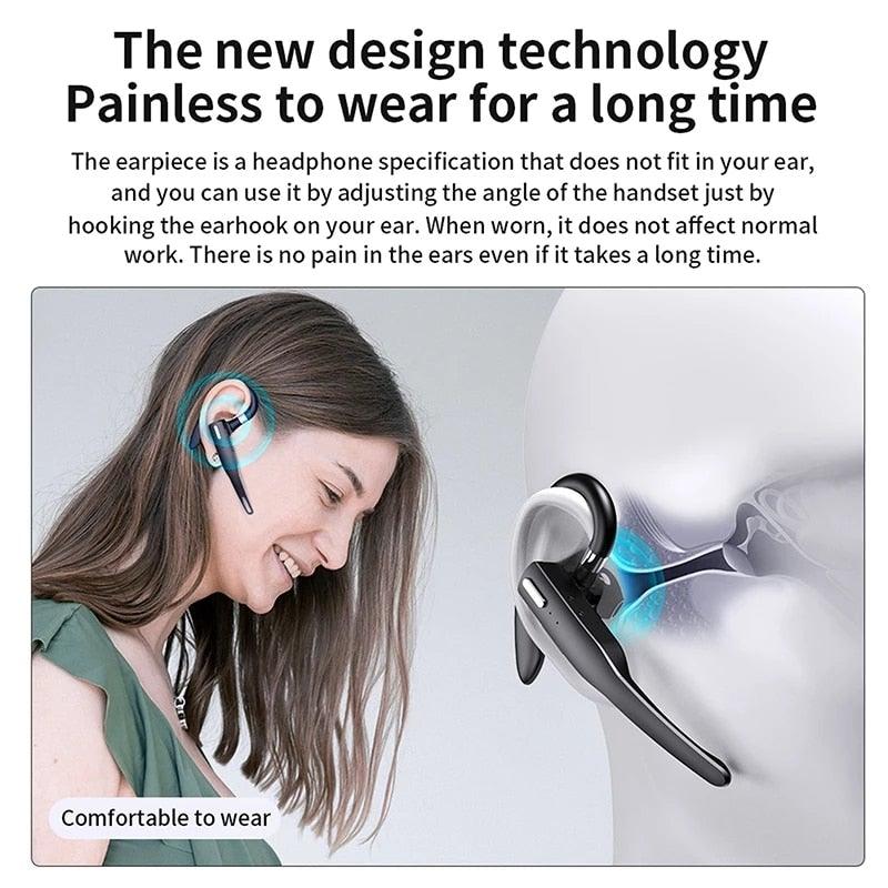 Wireless Bluetooth Business Earphone Noise Isolating Earbuds Wireless Headphones With Chraging Case LED Display Built-in Microphones For Clear Calls Single Over Ear Handsfree Earbud For Driving Charging Case Headphone Microphone Office Headset For Work - Black Girl Golf