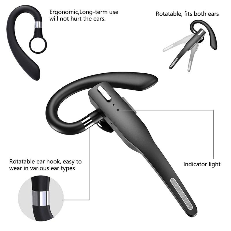 Wireless Bluetooth Business Earphone Noise Isolating Earbuds Wireless Headphones With Chraging Case LED Display Built-in Microphones For Clear Calls Single Over Ear Handsfree Earbud For Driving Charging Case Headphone Microphone Office Headset For Work - Black Girl Golf