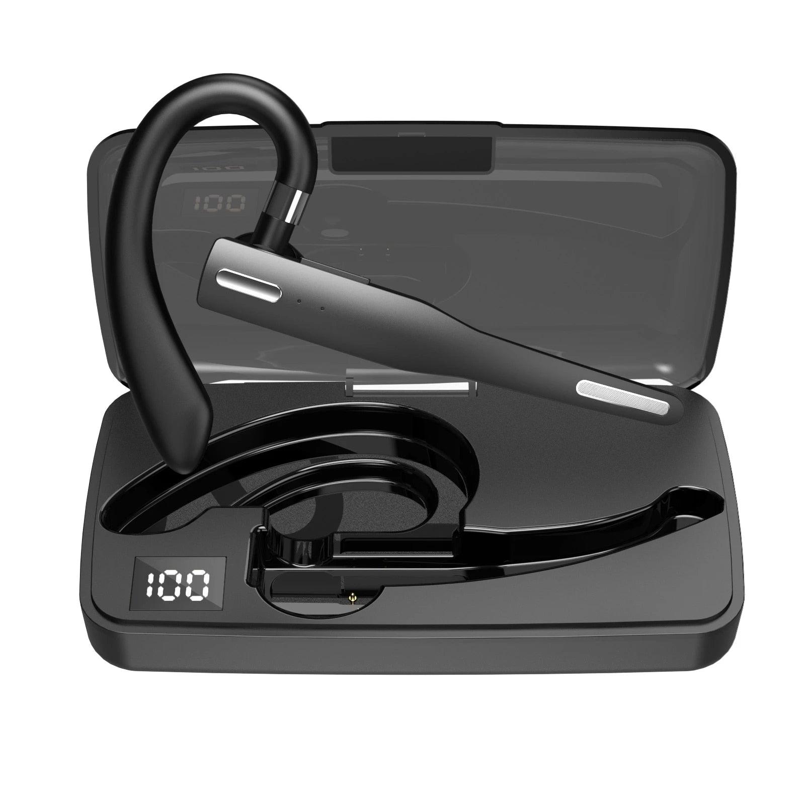Wireless Bluetooth Business Earphone Noise Isolating Earbuds Wireless Headphones With Chraging Case LED Display Built-in Microphones For Clear Calls Single Over Ear Handsfree Earbud For Driving Charging Case Headphone Microphone Office Headset For Work - Black Girl Golf