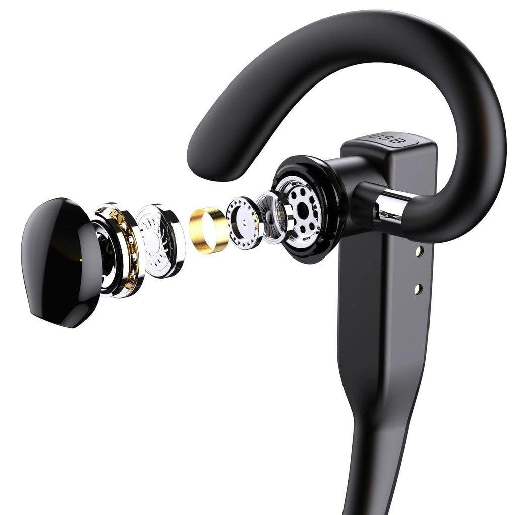 Wireless Bluetooth Business Earphone Noise Isolating Earbuds Wireless Headphones With Chraging Case LED Display Built-in Microphones For Clear Calls Single Over Ear Handsfree Earbud For Driving Charging Case Headphone Microphone Office Headset For Work - Black Girl Golf