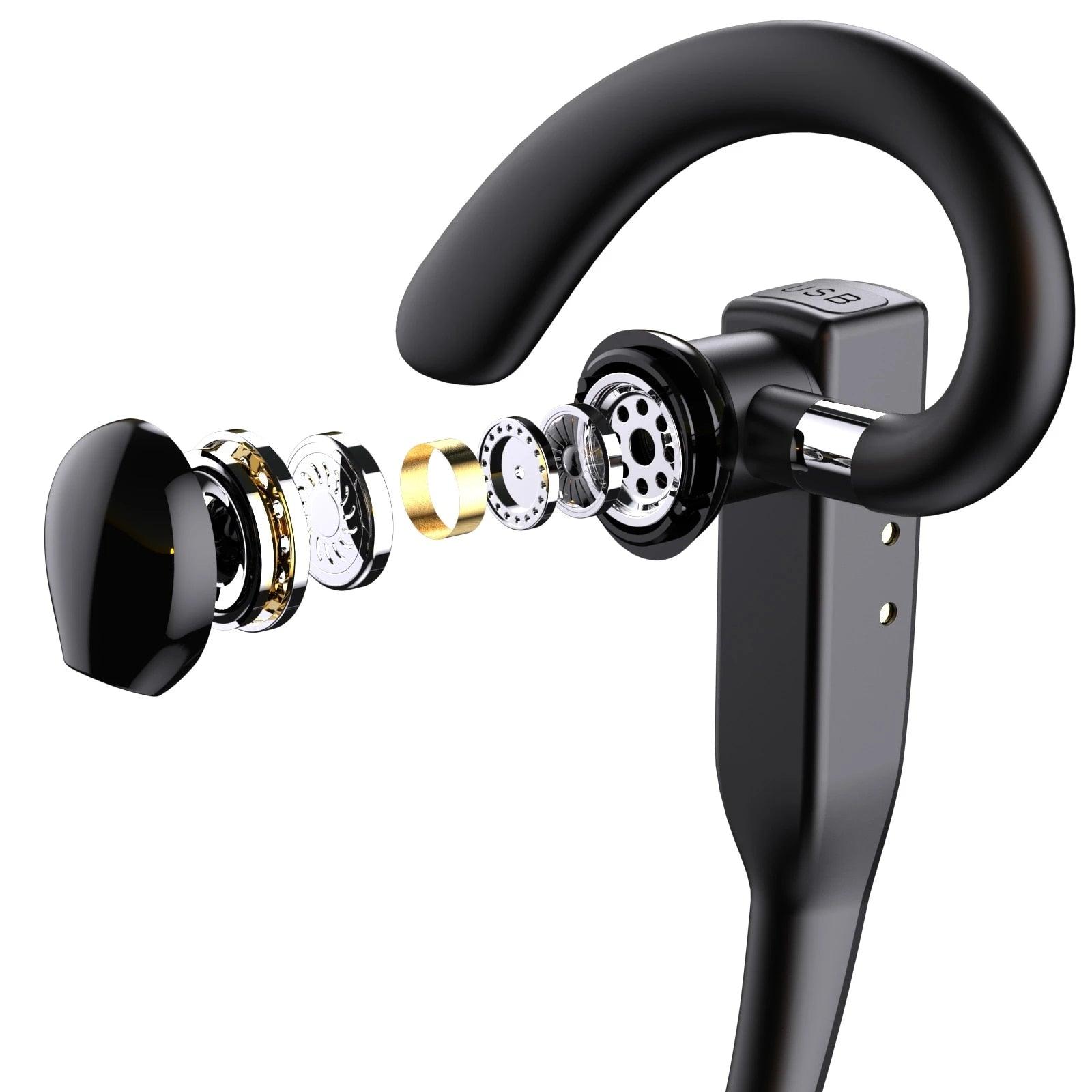 Wireless Bluetooth Business Earphone Noise Isolating Earbuds Wireless Headphones With Chraging Case LED Display Built-in Microphones For Clear Calls Single Over Ear Handsfree Earbud For Driving Charging Case Headphone Microphone Office Headset For Work - Black Girl Golf