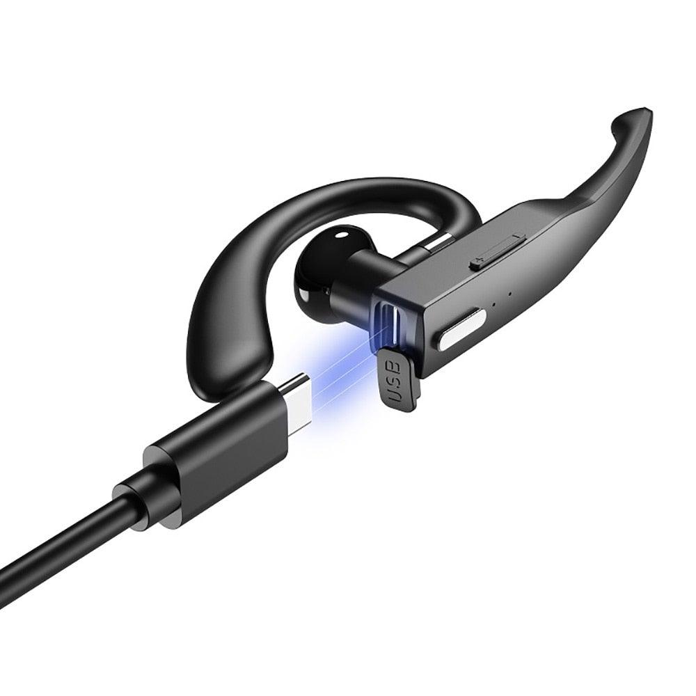 Wireless Bluetooth Business Earphone Noise Isolating Earbuds Wireless Headphones With Chraging Case LED Display Built-in Microphones For Clear Calls Single Over Ear Handsfree Earbud For Driving Charging Case Headphone Microphone Office Headset For Work - Black Girl Golf