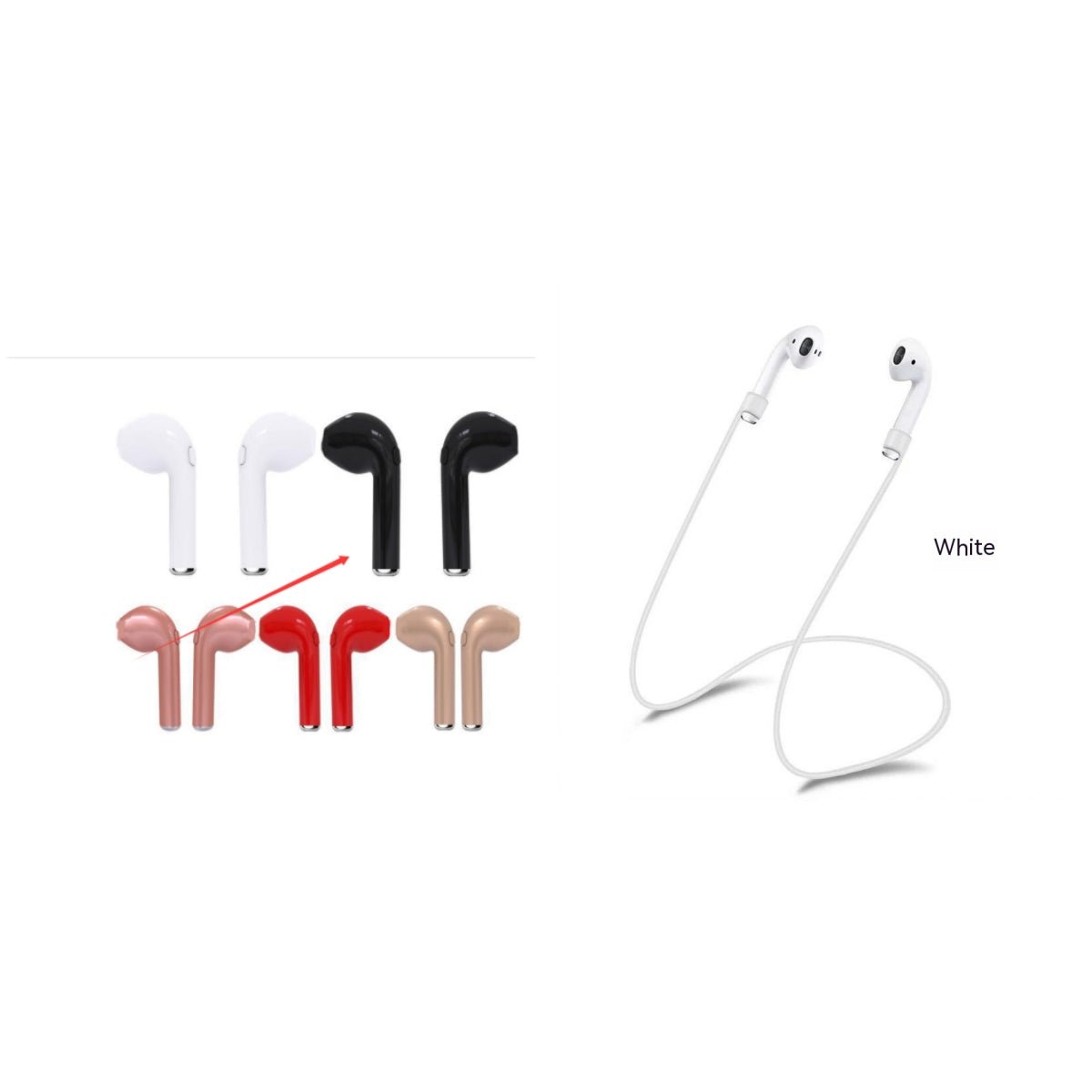 Wireless Bluetooth Earphone Earbuds Head With Mic with cables for all phones - Black Girl Golf