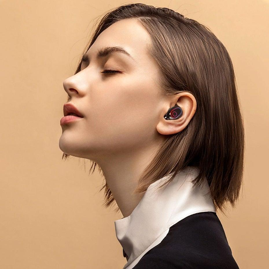 Wireless Earbuds With Microphone Bluetooth 5.1 Headphones in-Ear Touch Control Hi-Fi Stereo Sound Earphones Excellent Playing Time Deep Earphones Bluetooth Wireless Charging Box Headphones LED Display Sport Waterproof Earbuds Headsets 10000 mAh - Black Girl Golf