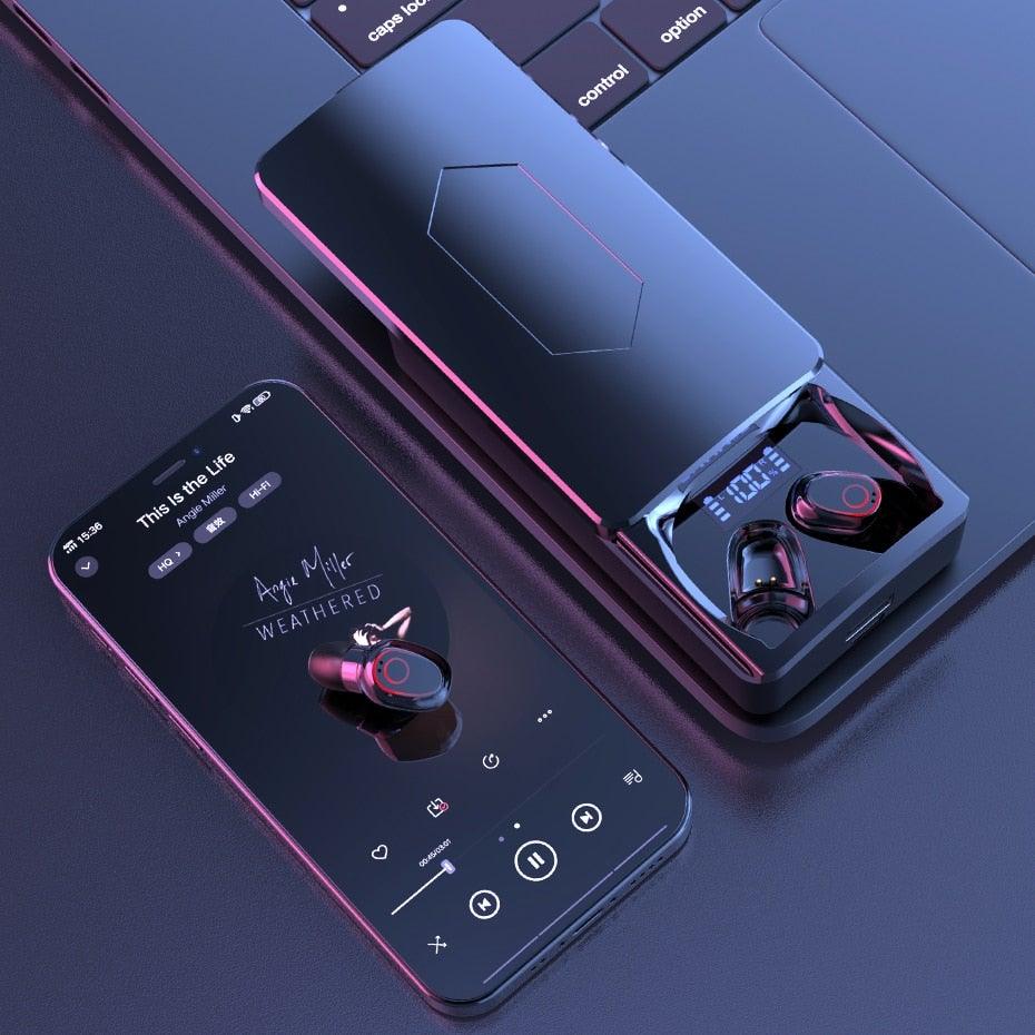 Wireless Earbuds With Microphone Bluetooth 5.1 Headphones in-Ear Touch Control Hi-Fi Stereo Sound Earphones Excellent Playing Time Deep Earphones Bluetooth Wireless Charging Box Headphones LED Display Sport Waterproof Earbuds Headsets 10000 mAh - Black Girl Golf