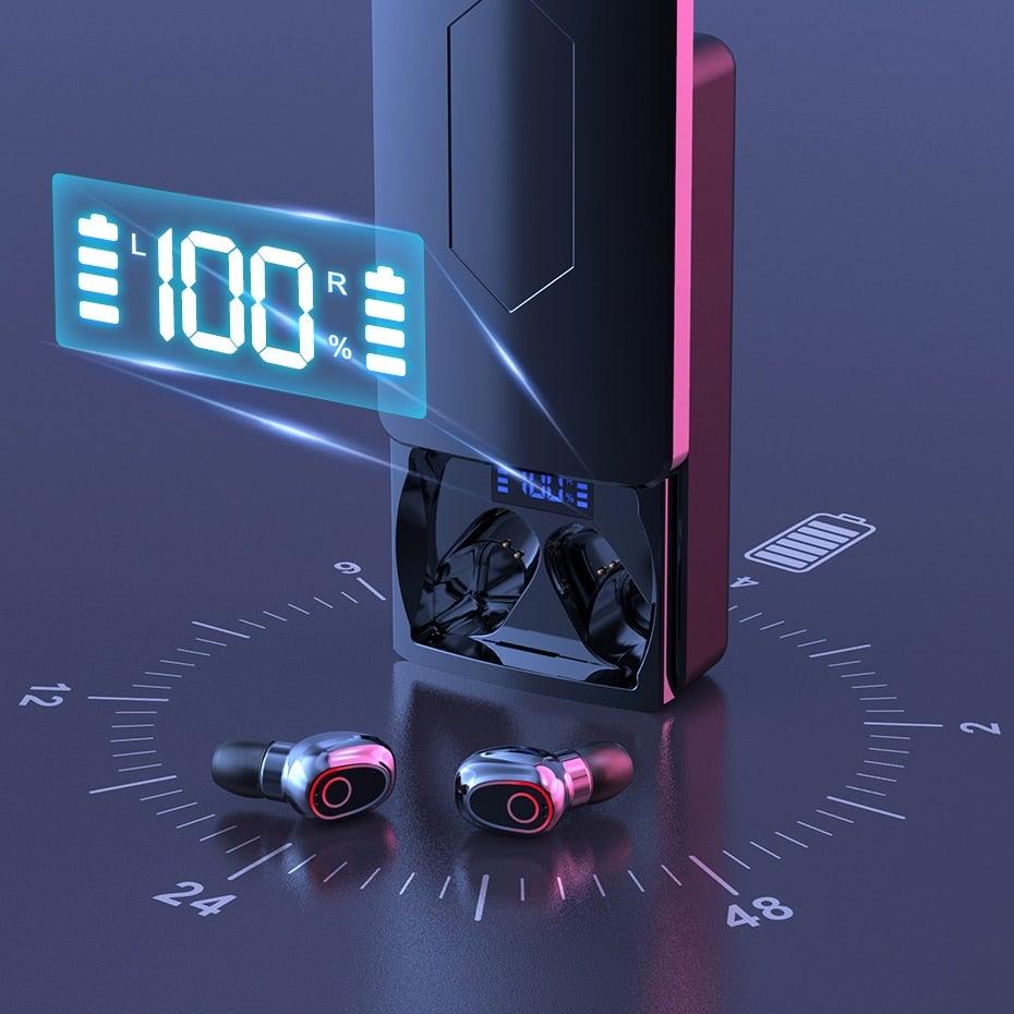 Wireless Earbuds With Microphone Bluetooth 5.1 Headphones in-Ear Touch Control Hi-Fi Stereo Sound Earphones Excellent Playing Time Deep Earphones Bluetooth Wireless Charging Box Headphones LED Display Sport Waterproof Earbuds Headsets 10000 mAh - Black Girl Golf