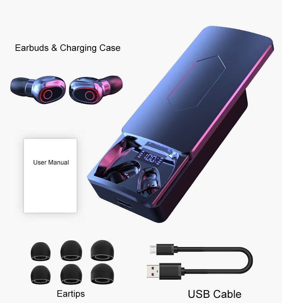 Wireless Earbuds With Microphone Bluetooth 5.1 Headphones in-Ear Touch Control Hi-Fi Stereo Sound Earphones Excellent Playing Time Deep Earphones Bluetooth Wireless Charging Box Headphones LED Display Sport Waterproof Earbuds Headsets 10000 mAh - Black Girl Golf