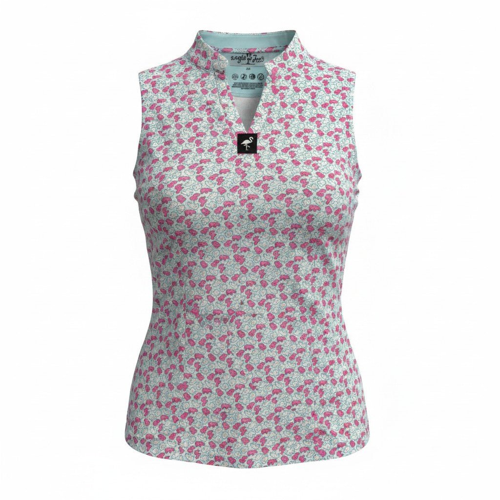 Women's Frosted Animal Cookies Sleeveless Golf Polo | Moisture - Wicking Performance Golf Top - Black Girl Golf