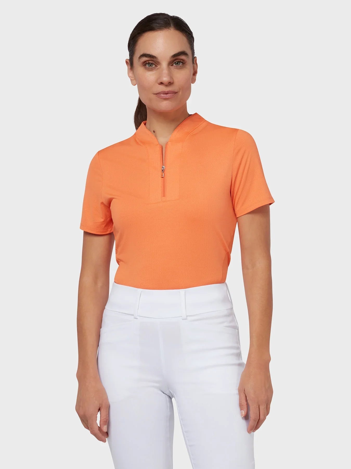 Womens Tonal Texture Heather Polo Top - Black Girl Golf