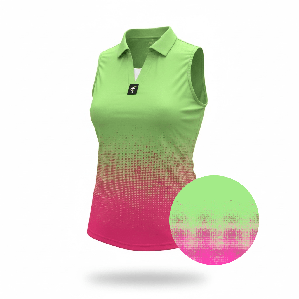 Women's Watermelon Sunset Golf Polo | Performance Stretch Golf Shirt | Moisture - Wicking Athletic Polo - Black Girl Golf