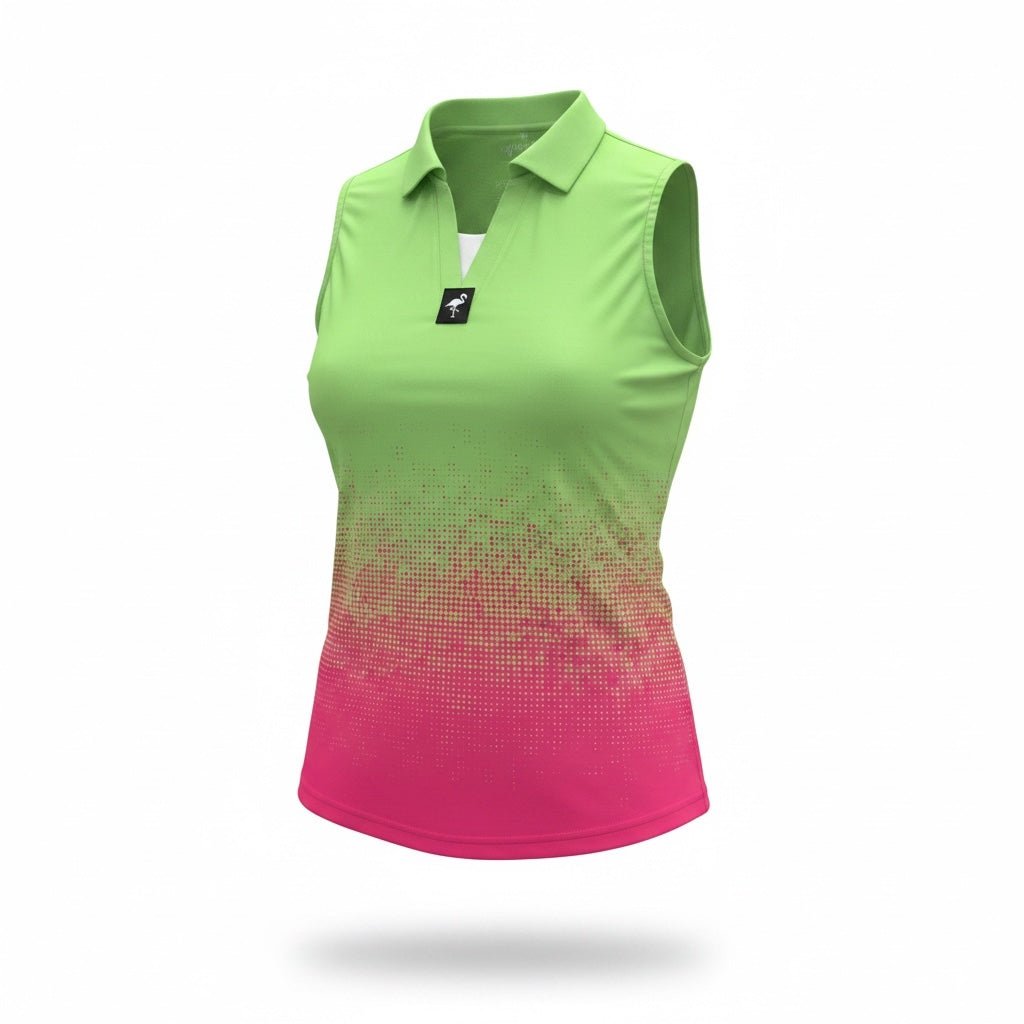 Women's Watermelon Sunset Golf Polo | Performance Stretch Golf Shirt | Moisture - Wicking Athletic Polo - Black Girl Golf